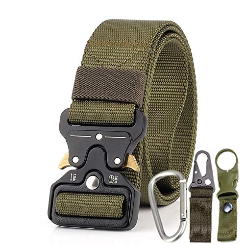 MQODLFP Nylon HüFt Gurt Bund AußEn Trainings Gurte Leicht zu Entsperren Sport Klettern Einstellbare Metall Schnalle GüRtel 125X3,8 cm - Armee GrüN von MQODLFP