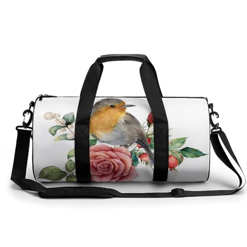 Blumen Und Vögel Sport Duffel Bag Sporttasche Reisetasche Handgepäck Tasche Schwimmtasche Weekender Bag 45x23x23cm von MQRBFLM