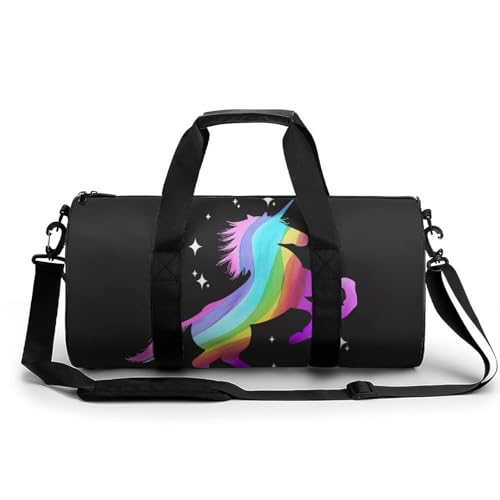 Buntes Einhorn Sport Duffel Bag Sporttasche Reisetasche Handgepäck Tasche Schwimmtasche Weekender Bag 45x23x23cm von MQRBFLM