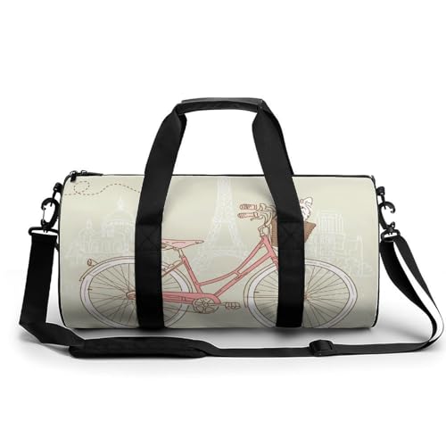 Fahrrad Und Kätzchen Sport Duffel Bag Sporttasche Reisetasche Handgepäck Tasche Schwimmtasche Weekender Bag 45x23x23cm von MQRBFLM