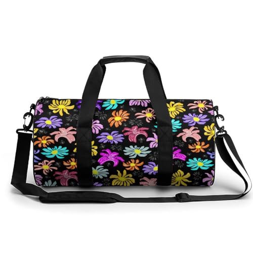 Farbe Blumen Sport Duffel Bag Sporttasche Reisetasche Handgepäck Tasche Schwimmtasche Weekender Bag 45x23x23cm von MQRBFLM