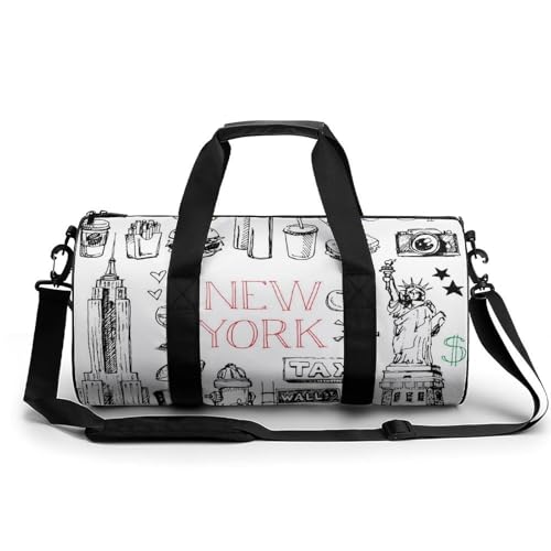 New York Sport Duffel Bag Sporttasche Reisetasche Handgepäck Tasche Schwimmtasche Weekender Bag 45x23x23cm von MQRBFLM