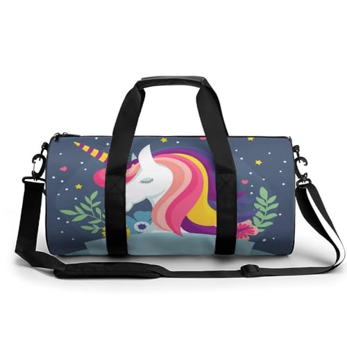 Niedliches Einhorn Sport Duffel Bag Sporttasche Reisetasche Handgepäck Tasche Schwimmtasche Weekender Bag 45x23x23cm von MQRBFLM