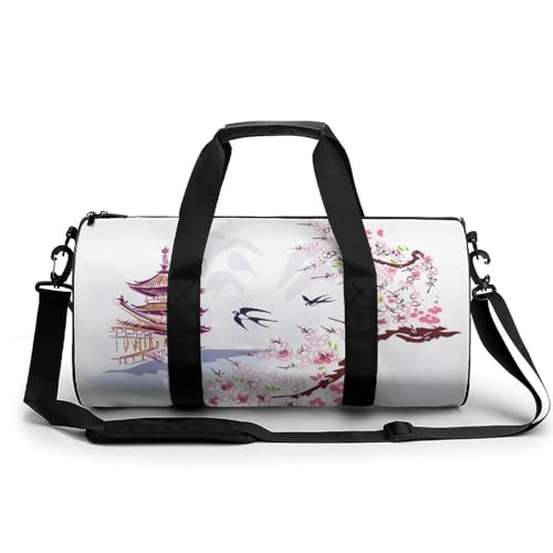 Pavillon Blumen Sport Duffel Bag Sporttasche Reisetasche Handgepäck Tasche Schwimmtasche Weekender Bag 45x23x23cm von MQRBFLM