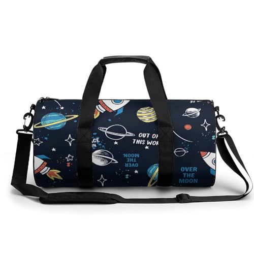 Planet Raketen Sport Duffel Bag Sporttasche Reisetasche Handgepäck Tasche Schwimmtasche Weekender Bag 45x23x23cm von MQRBFLM