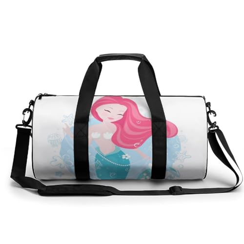 Rosa Meerjungfrau Sport Duffel Bag Sporttasche Reisetasche Handgepäck Tasche Schwimmtasche Weekender Bag 45x23x23cm von MQRBFLM