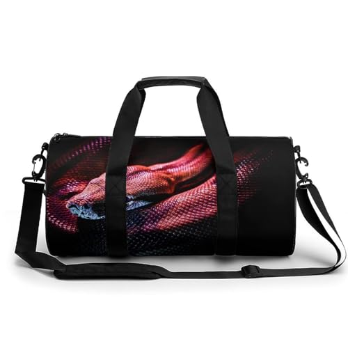 Rote Schlange Sport Duffel Bag Sporttasche Reisetasche Handgepäck Tasche Schwimmtasche Weekender Bag 45x23x23cm von MQRBFLM