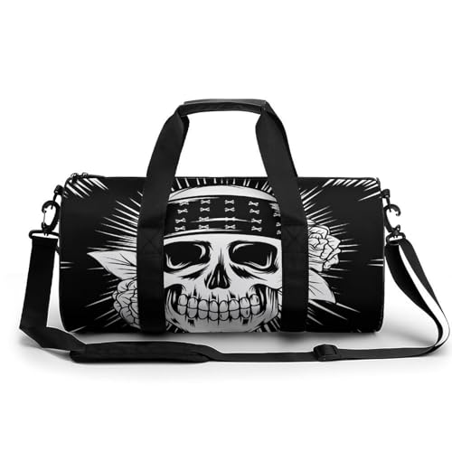 Totenkopf Blume Sport Duffel Bag Sporttasche Reisetasche Handgepäck Tasche Schwimmtasche Weekender Bag 45x23x23cm von MQRBFLM