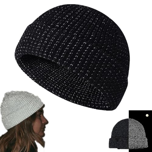 MQSHUHENMY Weflexus Reflective Beanie, Weflexus Flex Beanie 2.0 Unisex, Flex Beanie Reflective Hat for Women Men (Black,One Size) von MQSHUHENMY