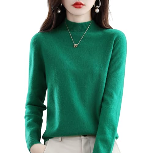 MQSHUHENMY Wool Sweaters for Women, Womens Wool Sweater, Long Sleeve Crew Neck Soft Warm Knit Jumpers Trendy (Green,S) von MQSHUHENMY