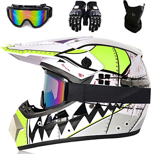 Motocross Helm Schwarz, MRDEAR Crosshelm mit Brille Handschuhe Maske, Fullface MTB Helm Pocket Bike Helm Motorradhelm Set für Enduro ATV Downhill Sicherheit Schutz,Pink,S Motocross Helm Schwarz, MRDEAR Crosshelm mit Brille Handschuhe Maske, Fullface MTB Helm Pocket Bike Helm Motorradhelm Set für Enduro ATV Downhill Sicherheit Schutz,Pink,S von MRDEAR