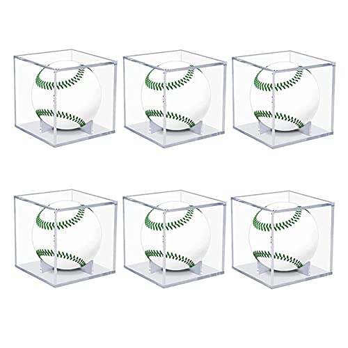 MRNHA 6 Teilige Baseball Vitrine, UV GeschüTzte Acryl Vitrine Halter, Durchsichtige Vitrine Halter, ErinnerungsstüCke, Autogramm Ball Schaukasten von MRNHA