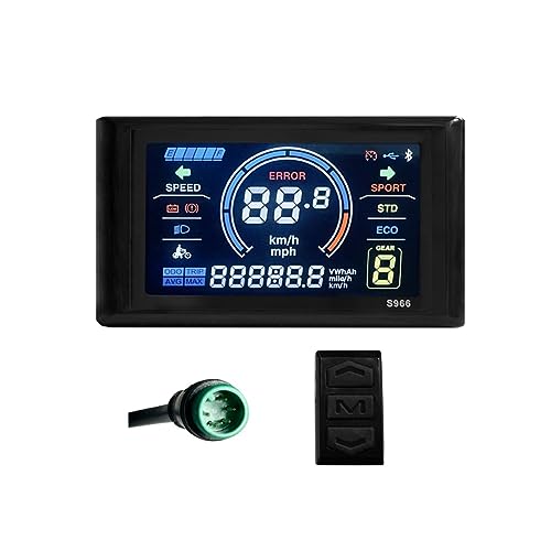 MRNHA Elektrofahrrad-Display 24V-72V Wasserdichtes LCD-Display S966 Elektrofahrrad-Controller-Panel-Armaturenbrett, Wasserdichter Anschluss, Einfache Installation, Einfach zu Bedienen von MRNHA