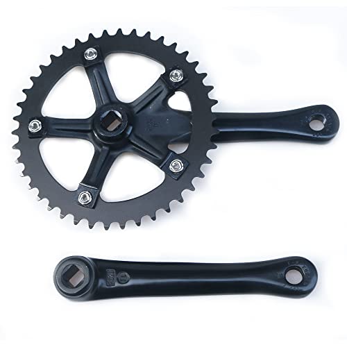 MRVAKDYDI Kurbelsatz für Mountainbike, 44T 130BCD Faltrad 165mm Single Speed ​​Aluminium Vierkant Loch Fixed Gear Fahrrad Kurbel Set Kettenblatt Kurbel Set(44T Black) von MRVAKDYDI