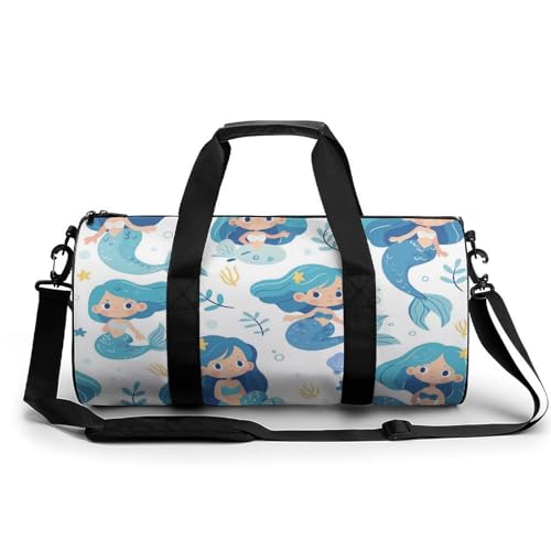 Sport Duffel Tasche Niedliche Meerjungfrau Fisch-Muster Reisetasche Rundes Reisegepäck Gym Bags Fitness-Tasche von MRWQC