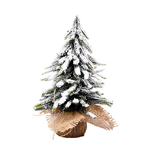 MRYFODA YIQIANJ Künstlicher Mini-Weihnachtsbaum – Schneeflockenbaum aus Leinen-Schneetanne, PE + Leinenmaterial, verschlüsselter Weihnachtsbaum, Klassische lebensechte natürliche Zweige, kleine von MRYFODA