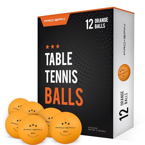 PRO SPIN Tischtennisbälle -Orange Tischtennisbällen 3 Sterne 40+ (12er-Pack) | Hochwertige ABS-Trainingsbälle | Extrem Robust für Innen- und Außen-Tischtennisplatten, Wettbewerb und Spiel von PRO SPIN