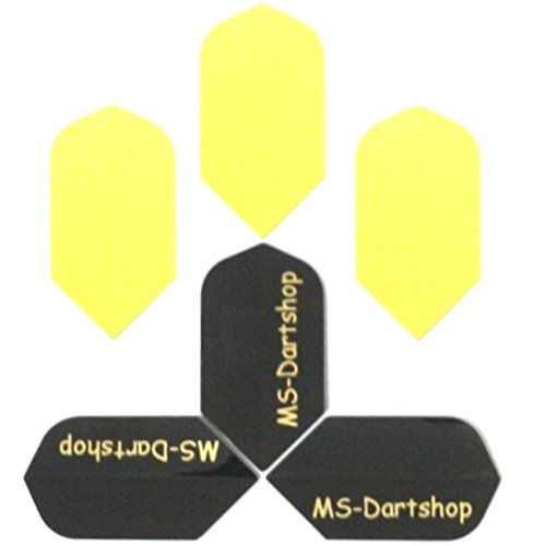 MS-DARTSHOP Dart-Flights Nylon Slim, 3 Sätze = 9 Stück, incl. 1 Satz MS-DARTSHOP Flights (Neon-Gelb) von MS-DARTSHOP