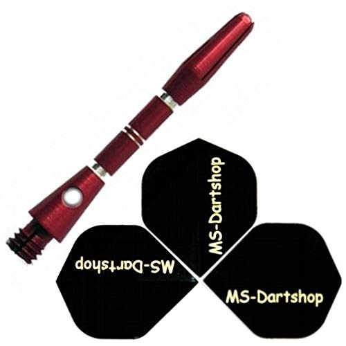 MS-DARTSHOP Dart-Schäfte Alu geringt, 2 Satz = 6 Stück (Rot, L2 = 47mm) von MS-DARTSHOP