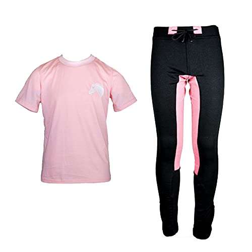 MS-Trachten Reitset Leni Reitleggings mit rosa T- Shirt Pferdekopf gestickt (158-164) von MS-Trachten