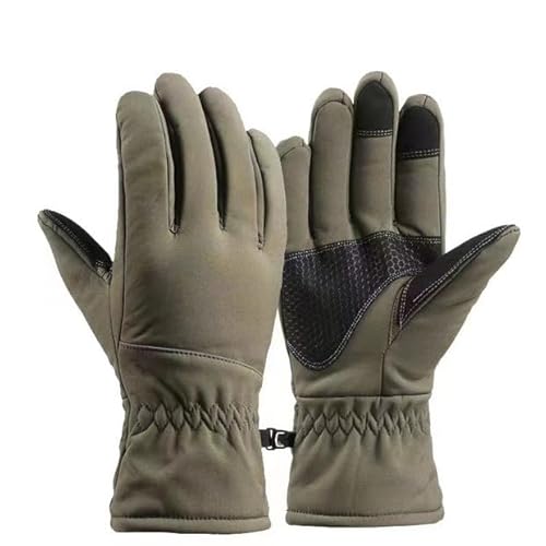 MSAONPRNICE Warme rutschfeste Angelhandschuhe für den Winter, Outdoor, wasserdicht, Touchscreen, Ski, Camping, Radfahren, Sport (Grün, XL) von MSAONPRNICE