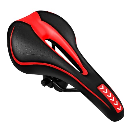 Bike Sattel Gel Universal MTB Fahrradsattel Hohl Ergonomisch Bequem Weich Memory Schaum Radsattel Cityradsättel Mountainbikesättel BMX/Mountainbike/Dirt Bike/Citybikes/für Herren Damen Kinder(Rot) von MSDADA