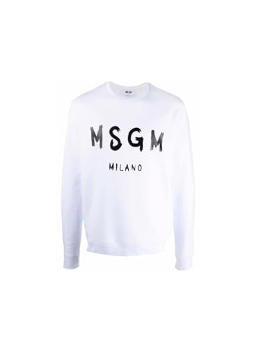 MSGM Sweatshirt aus Baumwolljersey mit gestricktem Logo-Grafik in Kontrastfarbe auf der Brust. Kragen, Bündchen und Saum gerippt. Reguläre Passform. von MSGM