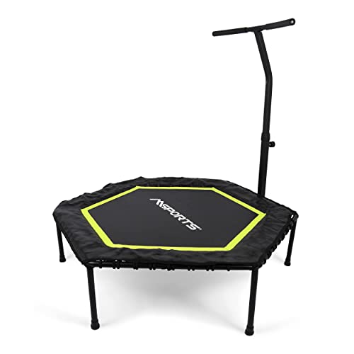 Fitness Trampolin Premium mit Klappfunktion und Haltestange für Indoor und Outdoor | mit Höhenverstellung 150 kg Belastbarkeit | Fitnessstudio oder zu Hause (Grün) von MSPORTS