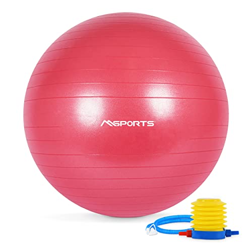 MSPORTS Gymnastikball Premium Anti Burst inkl. Pumpe + Workout App GRATIS 55 cm - 105 cm Sitzball - Fitnessball inkl. Übungsposter Medizinball (105 cm, Bordeaux) von MSPORTS