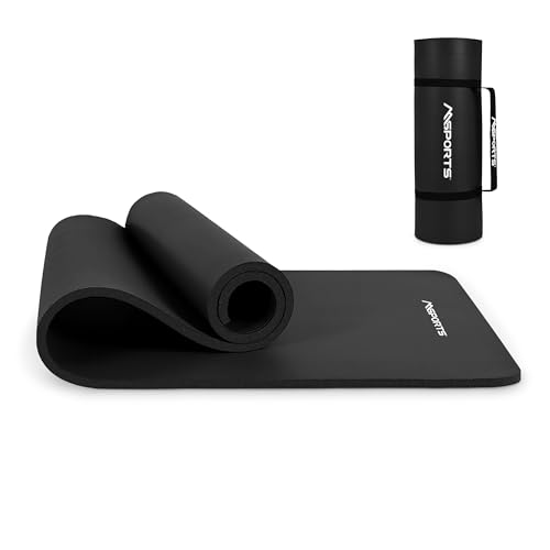 MSPORTS Gymnastikmatte Premium inkl. Tragegurt + Übungsposter + Workout App I Hautfreundliche Fitnessmatte 190 x 80 x 1,5 cm - Schwarz-Matt - Phthalatfreie Yogamatte von MSPORTS