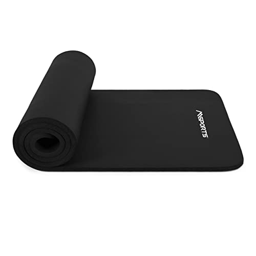 MSPORTS Gymnastikmatte Studio 183 x 61 x 1,0 oder 1,5 cm | inkl. Übungsposter und Tragegurte | Hautfreundliche - Phthalatfreie Fitnessmatte - sehr weich | Yogamatte (Schwarz, 183 x 61 x 1,5 cm) von MSPORTS