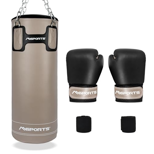 MSPORTS Boxsack-Set Professional 80 x 30 cm, Box-Set mit 1 Paar Boxhandschuhen und Boxbandagen - 25 kg Beige-Schwarz Boxset MSPORTS Boxsack-Set Professional 80 x 30 cm, Box-Set mit 1 Paar Boxhandschuhen und Boxbandagen - 25 kg Beige-Schwarz Boxset von MSPORTS