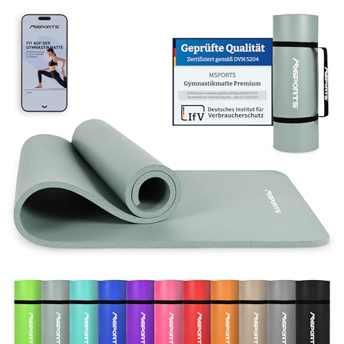 MSPORTS Gymnastikmatte Premium inkl. Tragegurt + Übungsposter + Workout App I Hautfreundliche Fitnessmatte 190 x 100 x 1,5 cm - Steingrau - Phthalatfreie Yogamatte MSPORTS Gymnastikmatte Premium inkl. Tragegurt + Übungsposter + Workout App I Hautfreundliche Fitnessmatte 190 x 100 x 1,5 cm - Steingrau - Phthalatfreie Yogamatte von MSPORTS