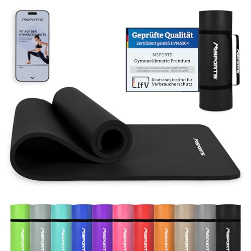 MSPORTS Gymnastikmatte Premium inkl. Tragegurt + Übungsposter + Workout App I Hautfreundliche Fitnessmatte 190 x 60 x 1,0 cm - Schwarz - Matt - Phthalatfreie Yogamatte MSPORTS Gymnastikmatte Premium inkl. Tragegurt + Übungsposter + Workout App I Hautfreundliche Fitnessmatte 190 x 60 x 1,0 cm - Schwarz - Matt - Phthalatfreie Yogamatte von MSPORTS