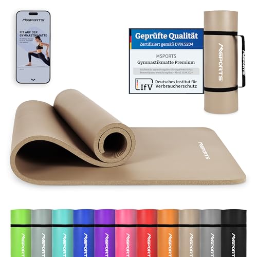 MSPORTS Gymnastikmatte Premium inkl. Tragegurt + Übungsposter + Workout App I Hautfreundliche Fitnessmatte 190 x 80 x 1,5 cm - Beige-Caramel - Phthalatfreie Yogamatte MSPORTS Gymnastikmatte Premium inkl. Tragegurt + Übungsposter + Workout App I Hautfreundliche Fitnessmatte 190 x 80 x 1,5 cm - Beige-Caramel - Phthalatfreie Yogamatte von MSPORTS