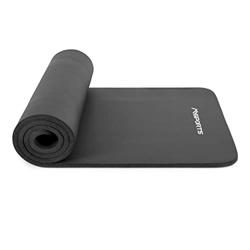 MSPORTS Gymnastikmatte Studio 183 x 61 x 1,0 oder 1,5 cm | inkl. Übungsposter und Tragegurte | Hautfreundliche - Phthalatfreie Fitnessmatte - sehr weich | Yogamatte (Anthrazit, 183 x 61 x 1 cm) von MSPORTS