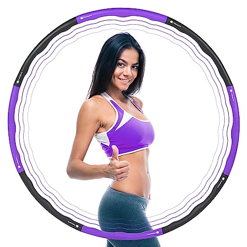 Hula Hoop Reifen für Erwachsene mit Schaumstoff, Fitness Hula Hoop zur Gewichtsreduktion, 8 Segmente Abnehmbarer Hoola Hoop Reifen Geeignet Für Fitness/Sport (Violett - Anthrazit) von MSPORTS