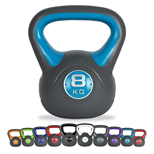 MSPORTS Kettlebell 2 – 20 kg inkl. Übungsposter Kugelhantel (8 Kg - Türkis) von MSPORTS