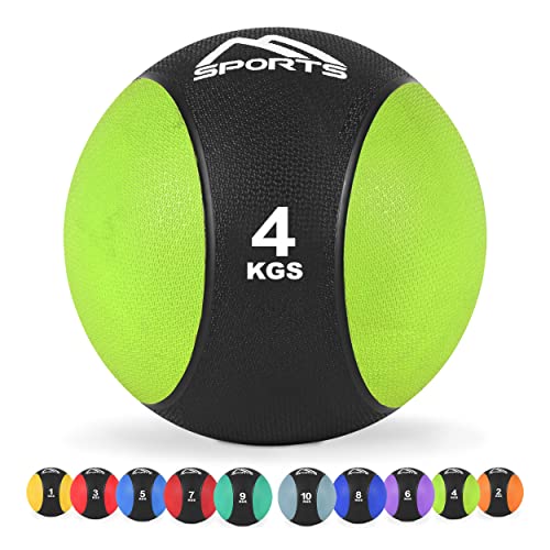MSPORTS Medizinball 4 kg – Professionelle Studio-Qualität inkl. Übungsposter Gymnastikbälle von MSPORTS