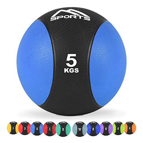MSPORTS Medizinball 5 kg – Professionelle Studio-Qualität inkl. Übungsposter Gymnastikbälle von MSPORTS