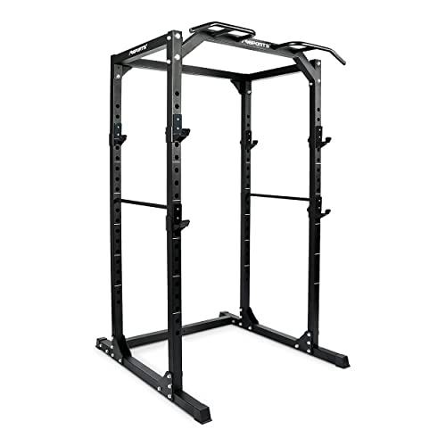 MSPORTS Power Rack Premium Cage H/B/T - 215x120x140 cm Kraftstation bis 200 kg Hantel Käfig Squat Fitnessstation (Power Rack) von MSPORTS