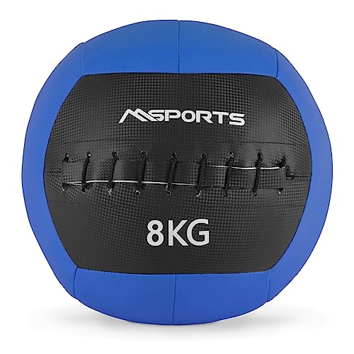 MSPORTS Wall-Ball Premium Gewichtsball 2-10 kg Medizinball (8 kg - Blau) von MSPORTS