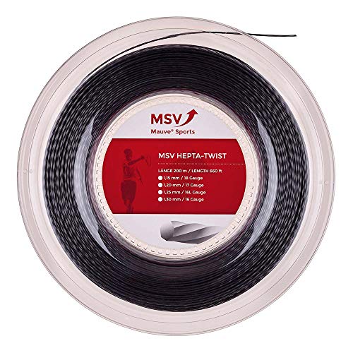 MSV Unisex – Erwachsene Hepta-Twist Tennis-Saite, schwarz, 1.2 mm von MSV