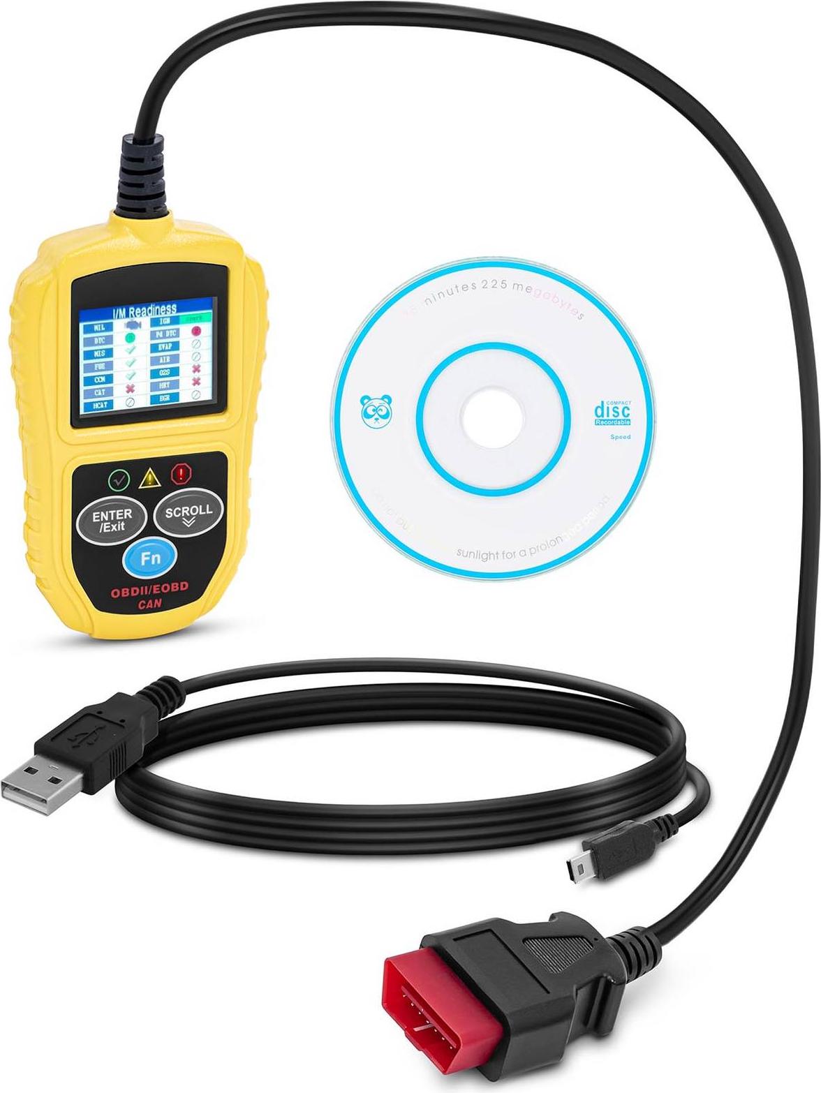 MSW, On-Board-Diagnose, OBD2-Diagnosegerät Kfz 18 V LCD 9 Modi Fehlercodes, VIN, IDs, CVN, PCM, ECU, MIL von MSW