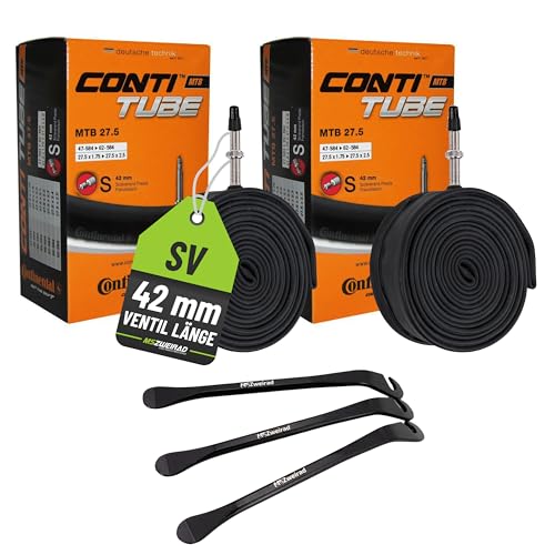 2er Set Continental Fahrradschlauch MTB 27,5 Zoll 47/62-584 SV 42 mm inklusive 3 MSZweirad Reifenheber 2er Set Continental Fahrradschlauch MTB 27,5 Zoll 47/62-584 SV 42 mm inklusive 3 MSZweirad Reifenheber von MSZweirad