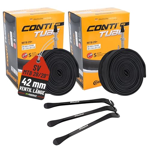 2er Set Continental Fahrradschlauch MTB Wide 28 29+ Zoll 65/70-622 SV 42mm inklusive 3 MSZweirad Reifenheber 2er Set Continental Fahrradschlauch MTB Wide 28 29+ Zoll 65/70-622 SV 42mm inklusive 3 MSZweirad Reifenheber von MSZweirad
