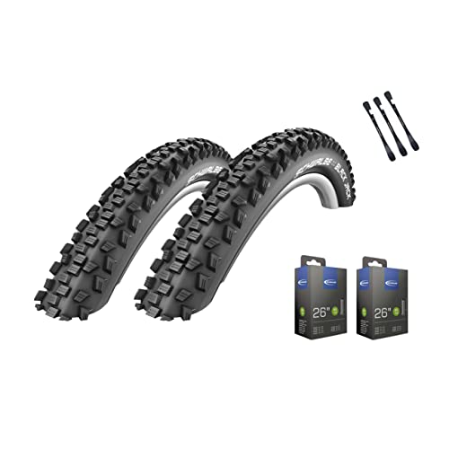 2er Set Schwalbe Black Jack Fahrradreifen 26 Zoll (54-559) auswählbar mit Schläuchen + 3 MSZweirad Reifenheber (26 x 2,10 (54-559), AV Schläuche) von MSZweirad