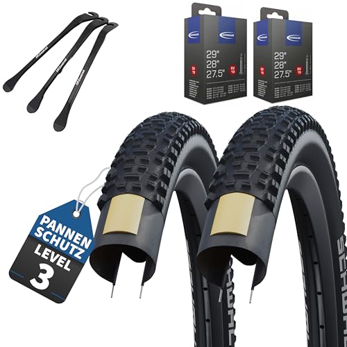 2er Set Schwalbe Fahrradreifen Rapid Rob 27,5 Zoll (57-584) auswählbar mit Schläuchen + 3 Metall Reifenheber (27,5x2,25 (57-584), SV Schläuche) von MSZweirad