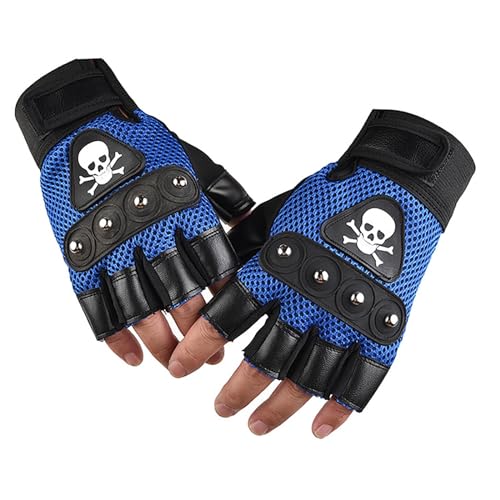 MSemis Fahrradhandschuhe Fingerlose Handschuhe Fitness Handschuhe Halbfinger Sporthandschuhe Trainingshandschuhe Blau One Size von MSemis