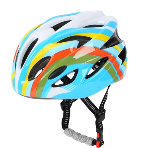 MSemis Mädchen Jungen Fahrradhelm Farbe Block Rollerhelm Einstellbar Kopf Schutzhelm Skaterhelm für Scooter Rollschuh Mehrfarbig Blau One Size von MSemis